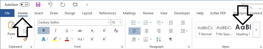 Screenshot of Styles toolbar